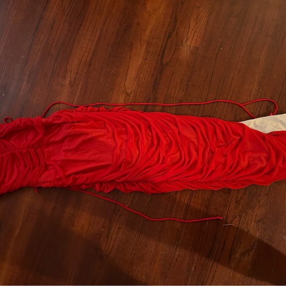 Red Ruched Bodycon Dress - Picture 7 of 7